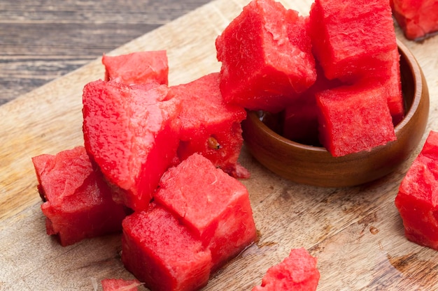 Sliced red ripe watermelon close up