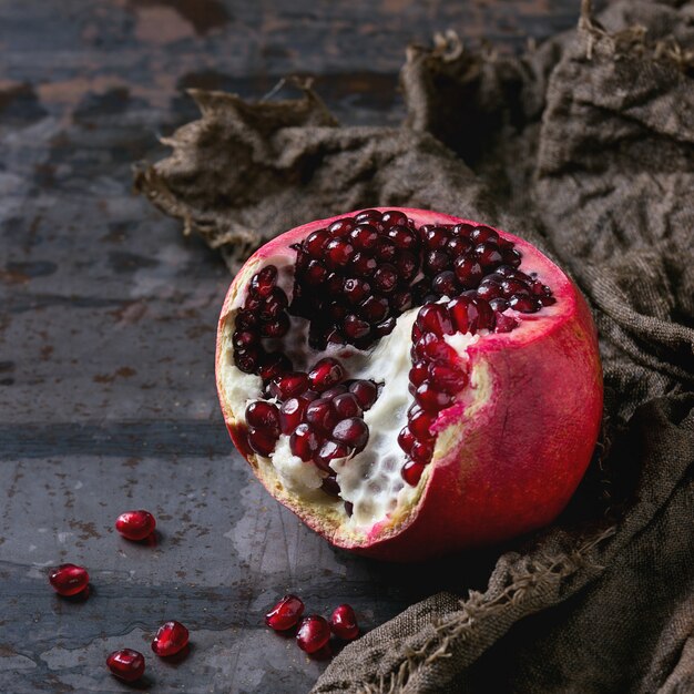 Sliced ripe pomegranate