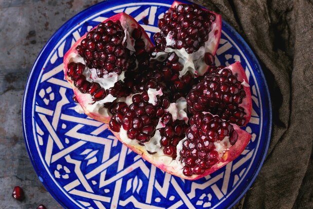 Sliced ripe pomegranate