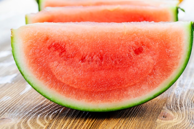 Sliced ripe red watermelon without seeds