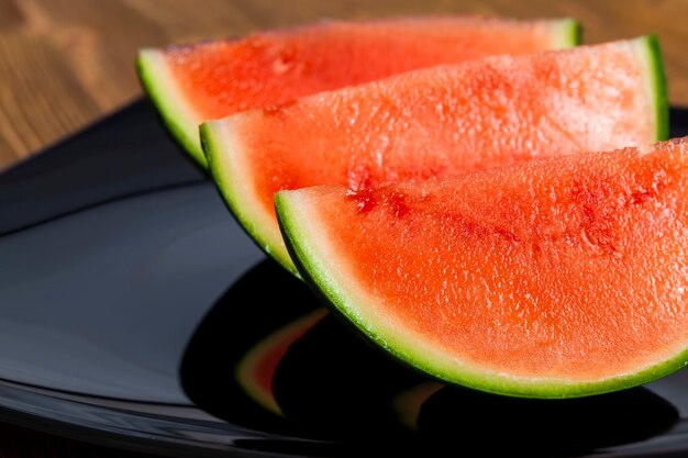 Sliced ripe red watermelon without seeds