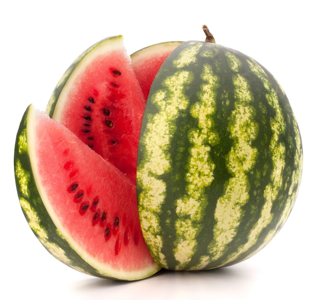 Sliced ripe watermelon isolated on white cutout