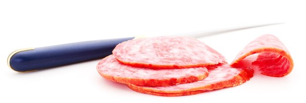 Sliced sausages isolated