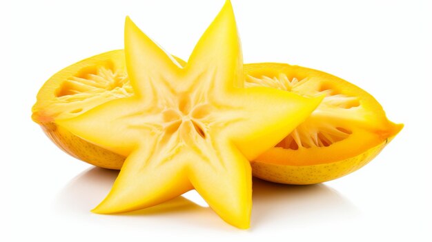 Sliced Starfruit on White Background