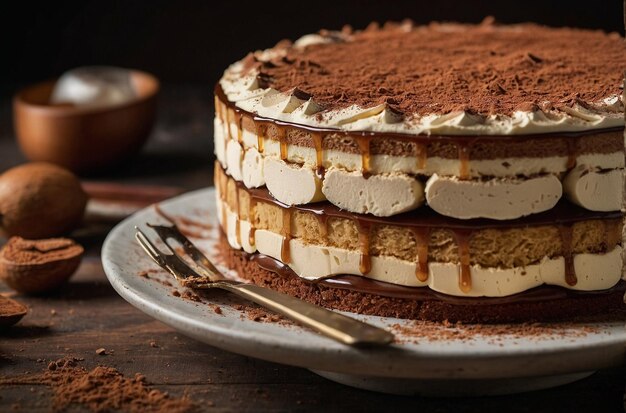 Sliced Tiramisu Cake