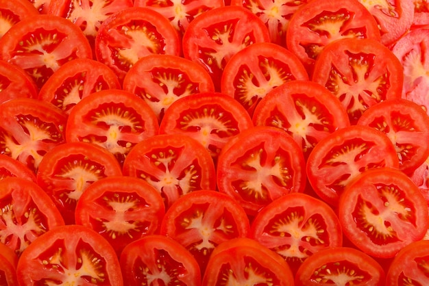 Sliced tomato background Top view