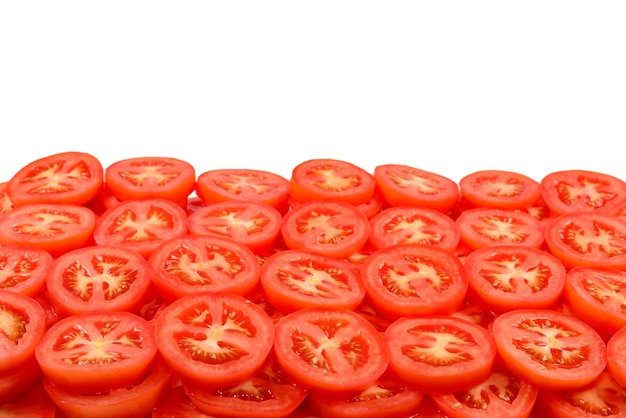 Sliced tomato background Top view