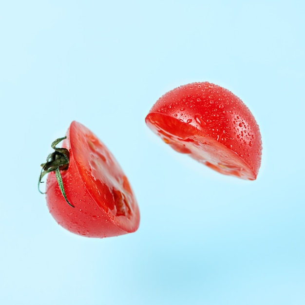 Sliced tomato with levitation effect