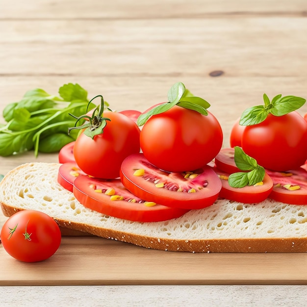 Sliced tomatoes on bread