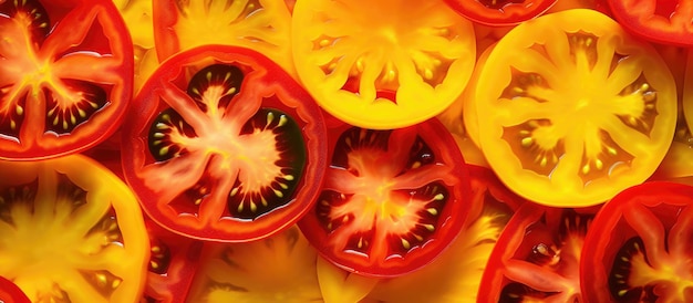 Фото Нарезанные помидоры в желтом и красном цветах
