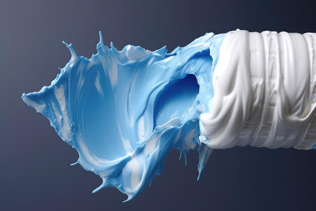 Photo sliced toothpaste tube revealing paste texture inside