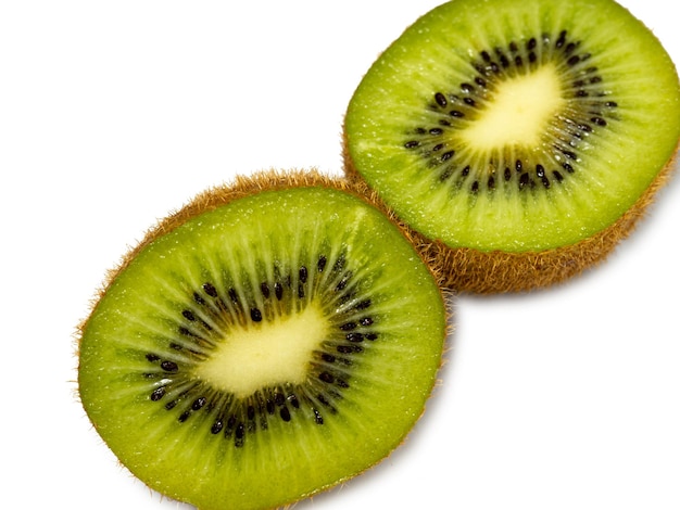 Sliced unpeeled kiwi Closeup of juicy fruit