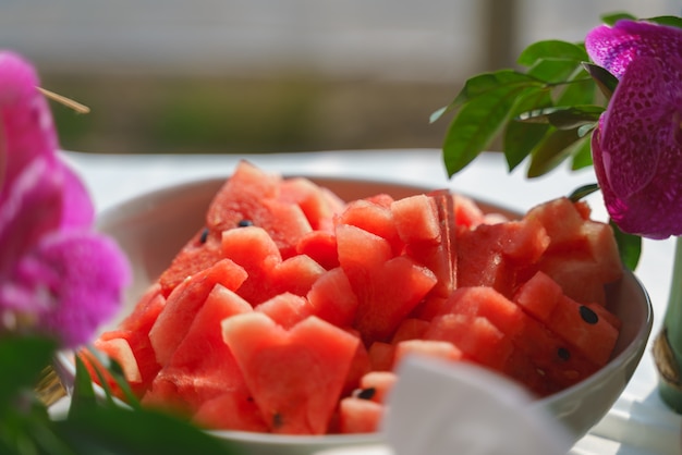 Sliced watermelon bowl