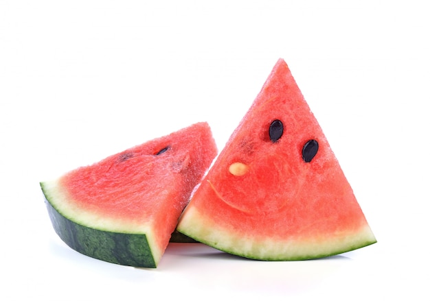 Sliced of watermelon isolated on white background