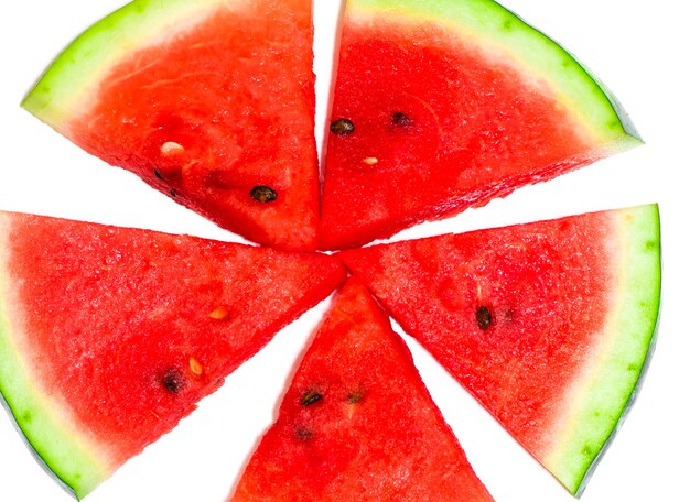 Sliced of watermelon isolated on white background.