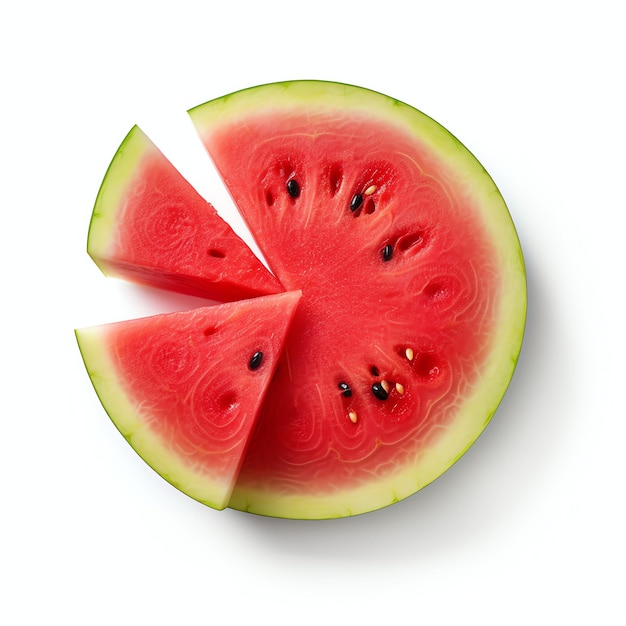 a sliced of watermelon studio light isolated on white background