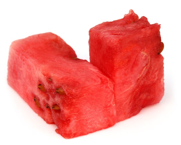 Sliced watermelon over white background