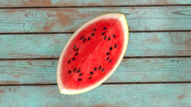 Sliced watermelon on a wooden background 3drendering