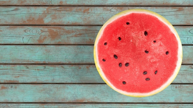 Sliced watermelon on a wooden background 3drendering