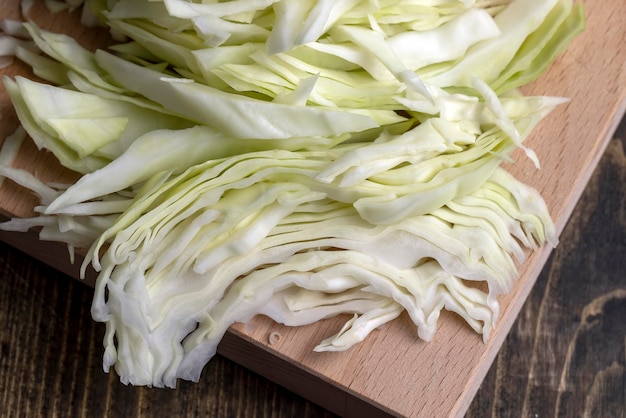 Sliced white cabbage on the table