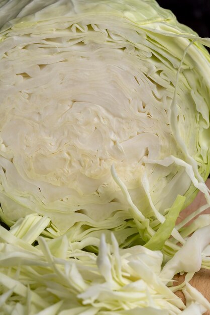 Sliced white cabbage on the table