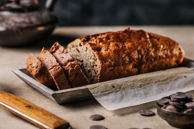 Sliced whole loaf of bread