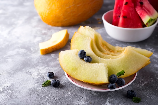 Sliced yellow melon