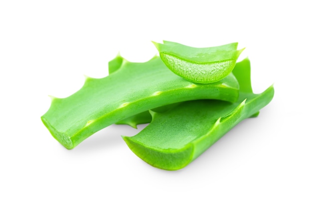 Slices of aloe isolated on white background