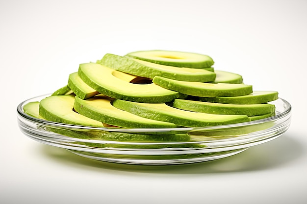 Slices of avocado on a plate