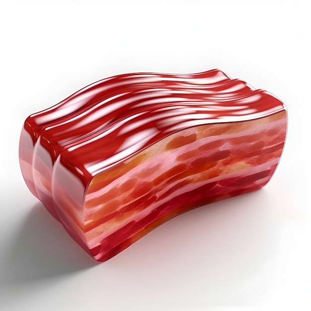 Slices of bacon on a white background 3d rendering