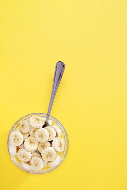 Slices banana in a bowl