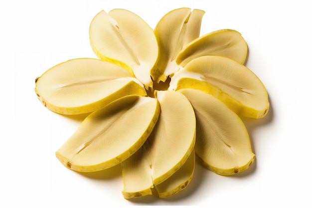 Slices of banana isolated on a white background up close