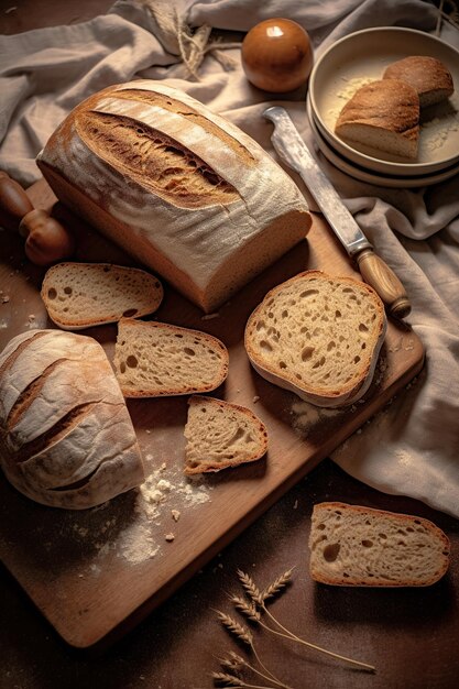 slices of bread on the kitchen table