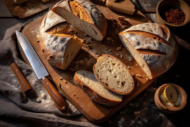 slices of bread on the kitchen table