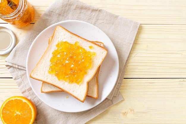 Slices of bread with orange jam