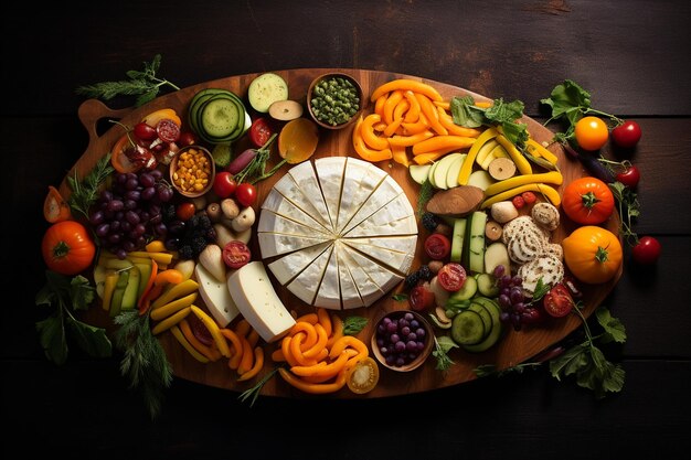 Photo slices cheese colorful vegetables