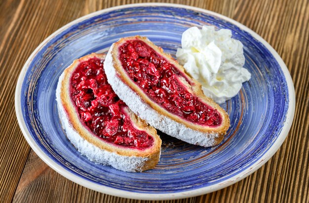 Slices of cherry strudel