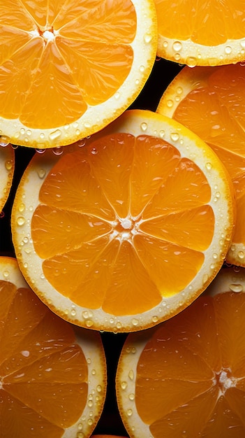 Slices of colorful oranges generated by AI