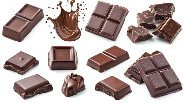 おいしいチョコレートバーのスライスがチョコレーテのスプラッシュに落ちる