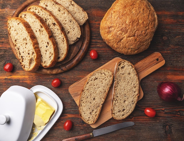 Slices of fresh homemade bread