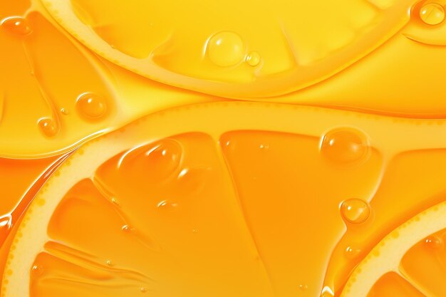 Slices of fresh oranges closeup splashes and drops of water or juice bright vitamin background