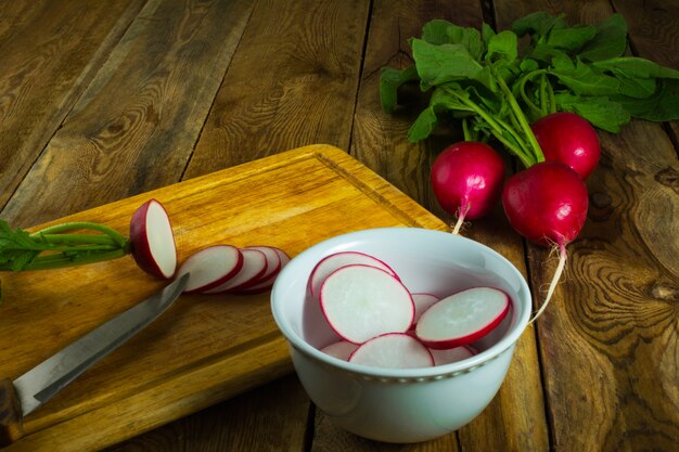 Slices of fresh radish