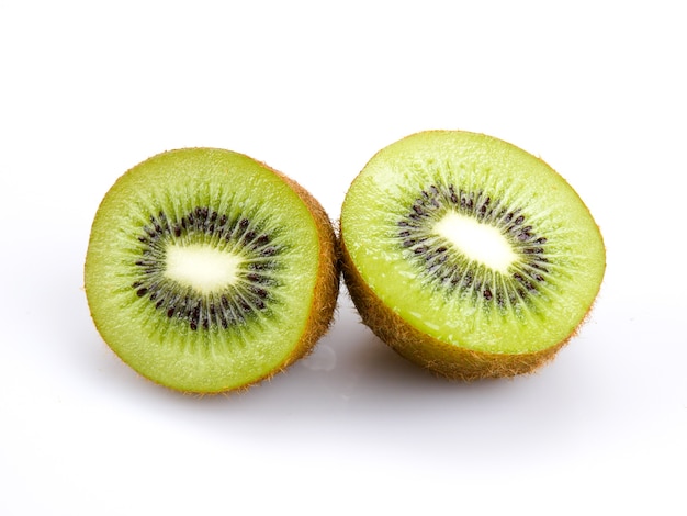 Slices kiwi fruit isolated on white background