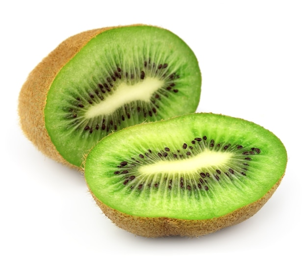 Slices of kiwi on a white