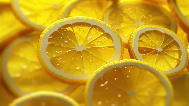 Slices of lemon as background top view citrus fruit generative ai