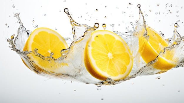 リモンのスライスと涼しい水のスプラッシュ