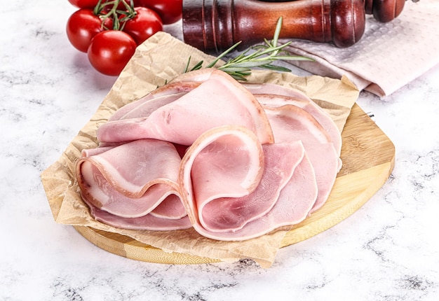 Slices of natural organic ham