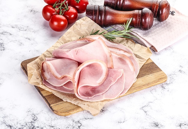 Slices of natural organic ham