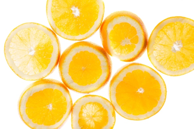 Slices of orange background view in backlight