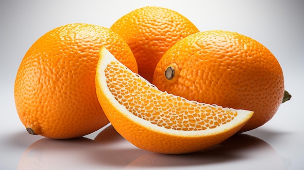 Slices of orange on a white background Shallow depth of fieldgenerative ai